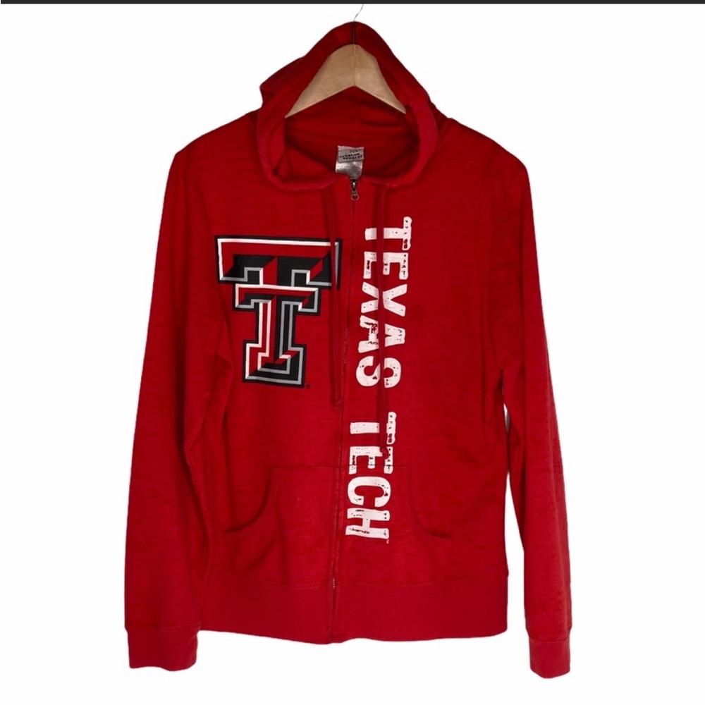 Texas Tech Women’s Full Zip Cotton Blend Hoodie Sweatshirt Size L, fits like M